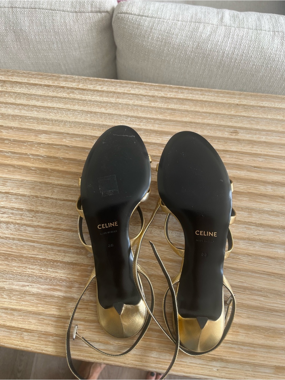 Celine Gold Kitten Heel Sandal - NEW - Picture 7 of 7